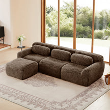 Soft And Fluffy Plush Boneless Modular Sofa with Ottoman