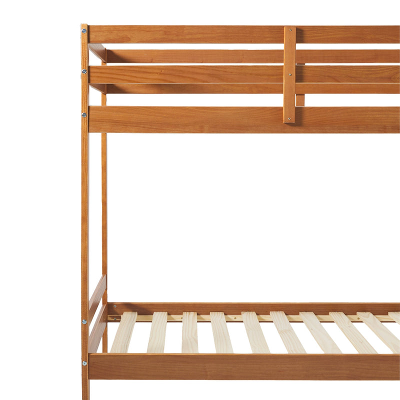 Simple Solid Wood Twin Over Twin Bunk Bed Living Room Walker Edison 