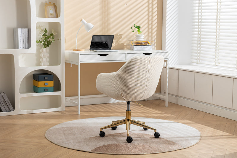 Walker Edison | Mesh Fabric Home Office 360°Swivel Chair with Gold Metal Base