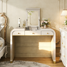 Curve Design 3-in-1 Vanity Desk with Flip-Top Mirror & Storage