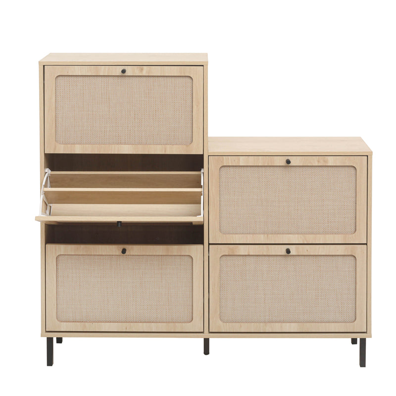 Walker Edison | Rattan 5 Door Shoe Rack