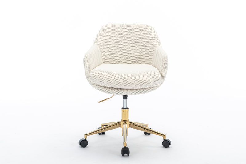 Walker Edison | Mesh Fabric Home Office 360°Swivel Chair with Gold Metal Base