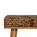 Walker Edison | Leopard Velvet Footstool Bench Thumbnail