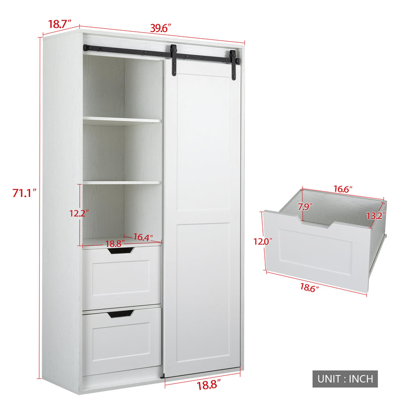 Walker Edison | Farm Slide Barndoor Armoire Storage