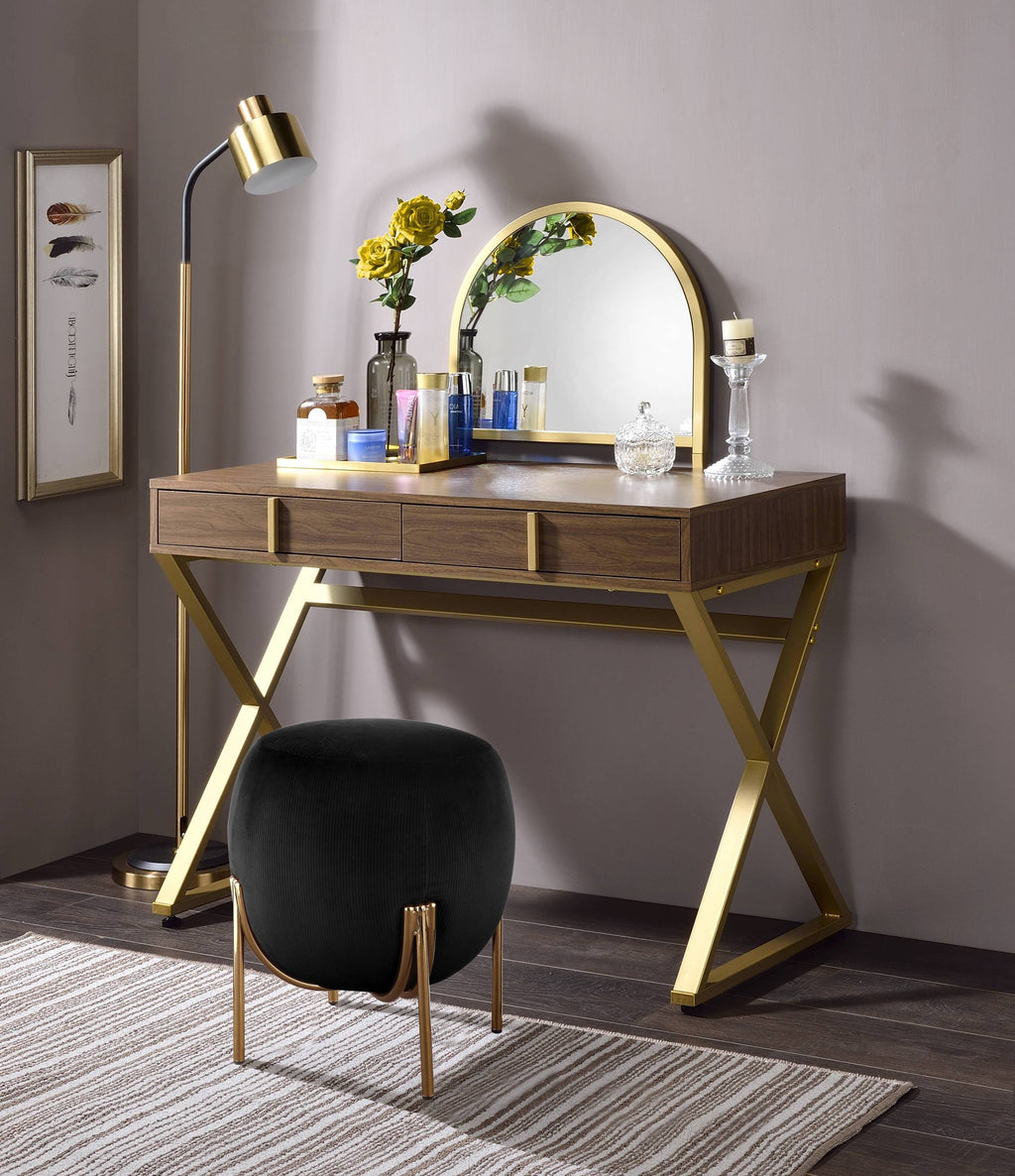 Jewelry Tray and Mirror Vanity Desk with Storage Brown Jewelry Tray and Mirror Vanity Desk with Storage Brown