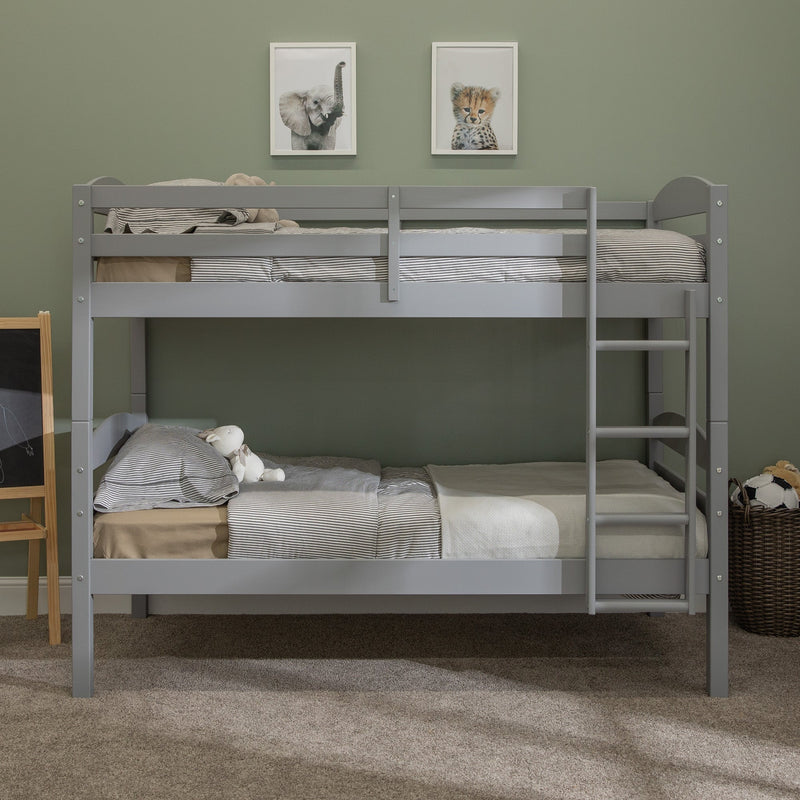 Transitional Solid Wood Twin-over-Twin Bunk Bed Frame Living Room Walker Edison 