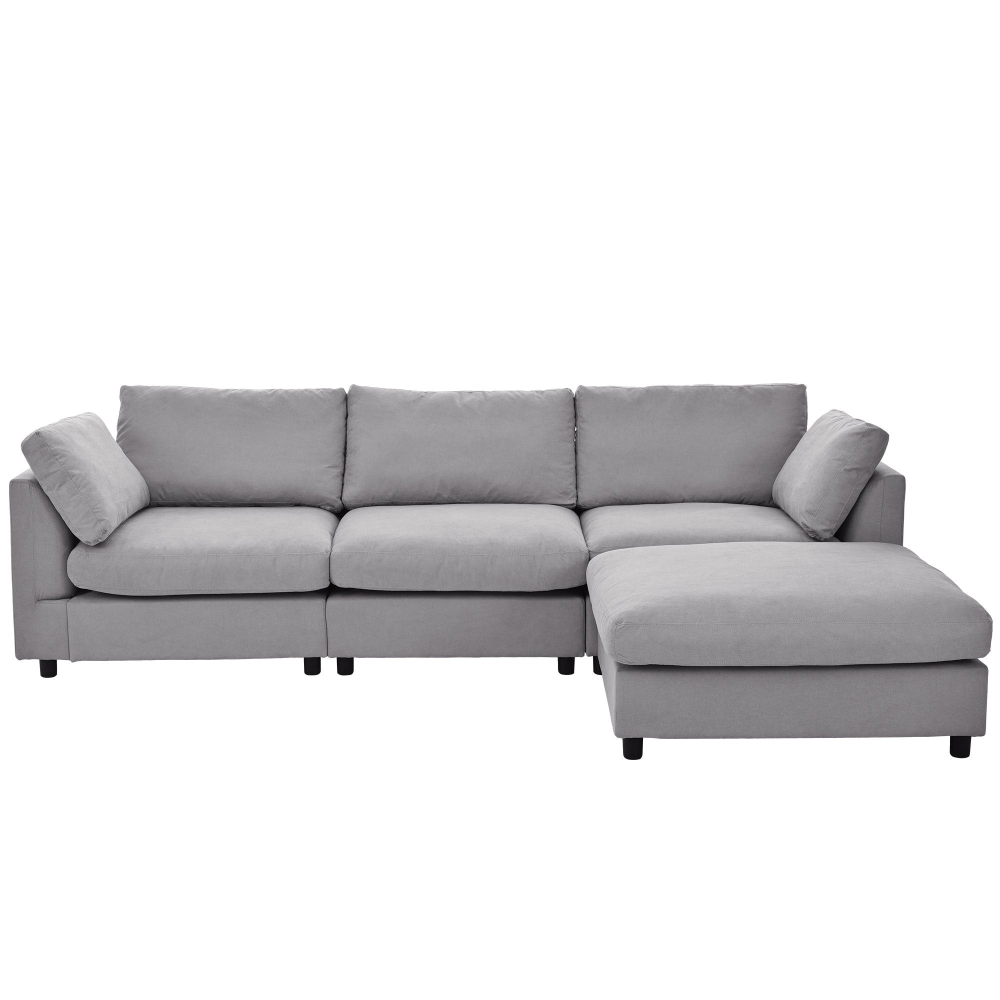 Walker Edison Grey Convertible Sectional Sofa - Thumbnail 4