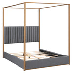 Walker Edison | Upholstered Canopy Platform Bed Thumbnail