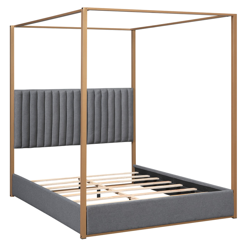 Walker Edison | Upholstered Canopy Platform Bed