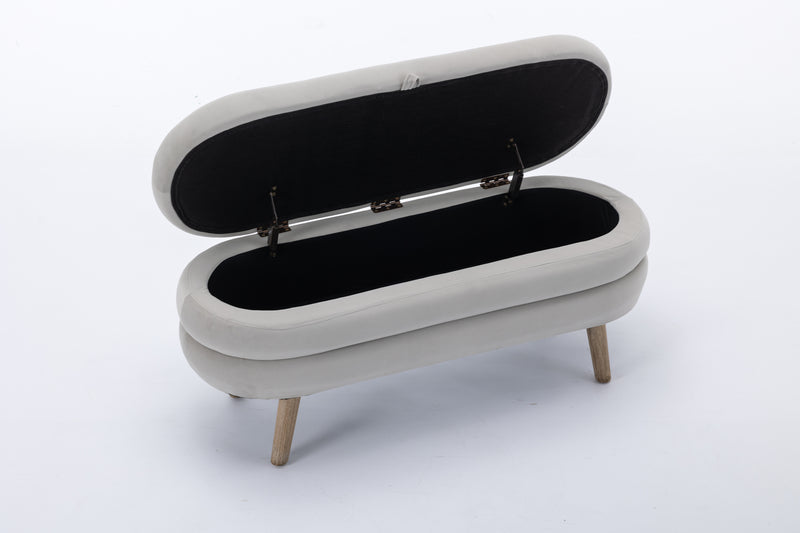 Walker Edison | Grey Velvet Storage Bench