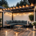 Walker Edison | Steel 4 Piece L-Shaped Patio Sectional Sofa Set Thumbnail