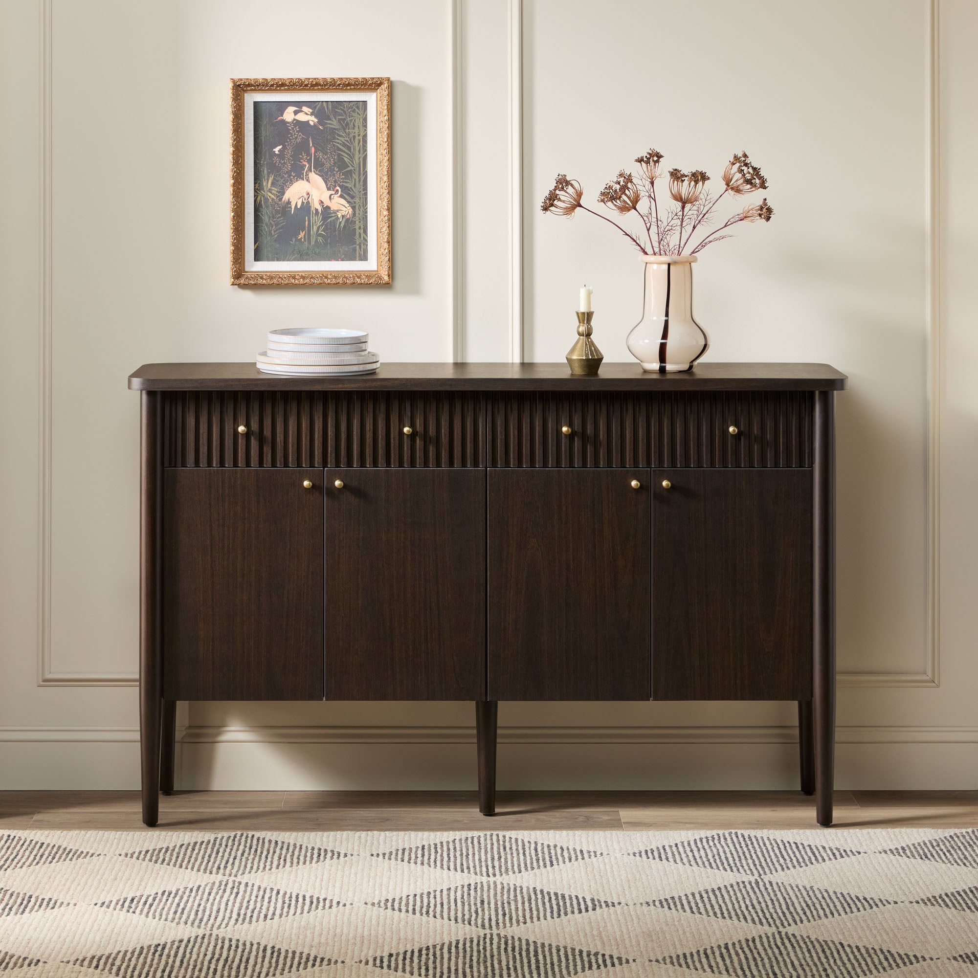 58-Inch Modern Fluted Wood Buffet Sideboard | Walker Edison
