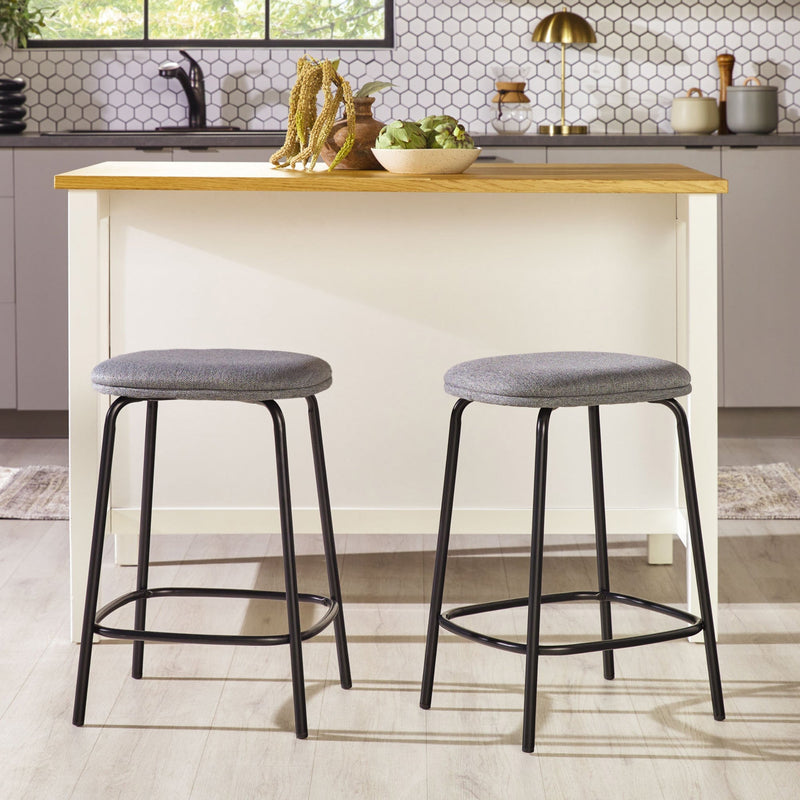 Simple Counter Stool with Upholstered Seat, Set of 2 Living Room Walker Edison 