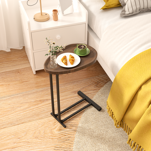 Walker Edison | C Shape End Table for Sofa and Bedside