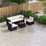 Walker Edison | Outdoor Rattan 6 Piece Daybed Patio Furniture Set Thumbnail