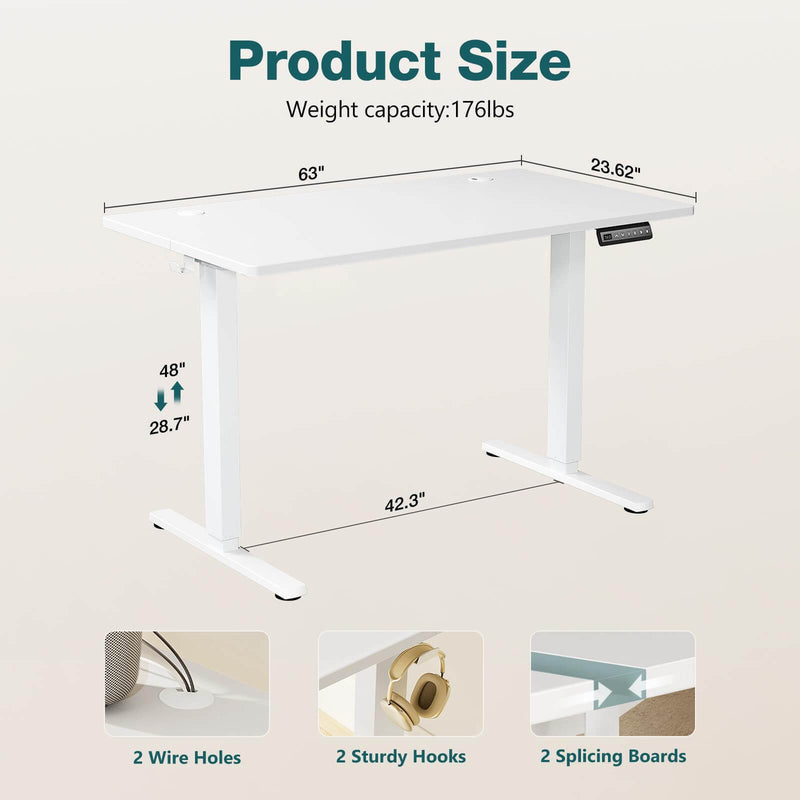 Walker Edison | White Electric Height Adjustable Standing Desk