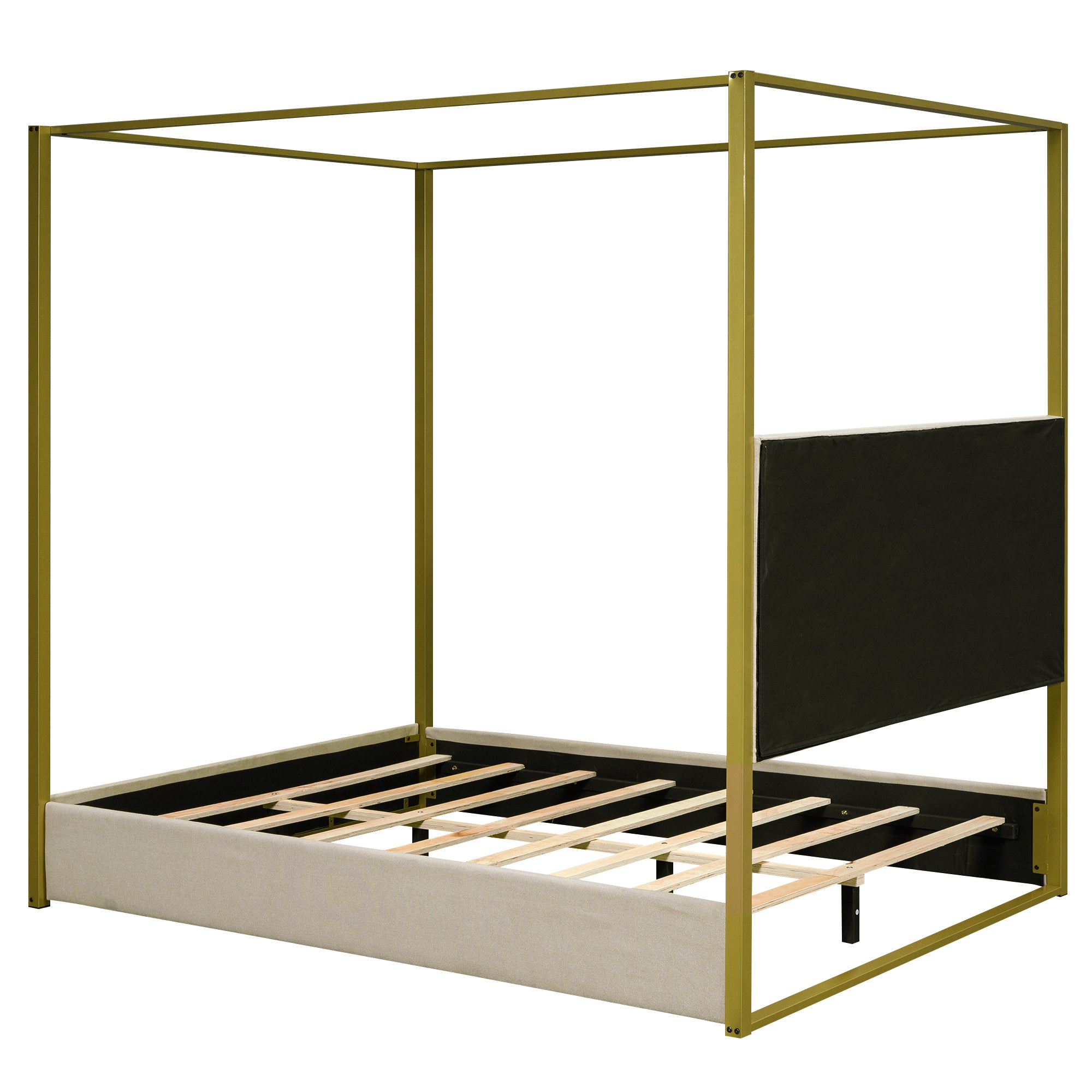 Walker Edison Queen Size Upholstery Canopy Platform Bed - Thumbnail 5