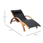 Walker Edison | Mesh Outdoor Chaise Wood Lounge Chair with Pillow Thumbnail