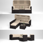 Walker Edison | Outdoor Rattan 6 Piece Daybed Patio Furniture Set Thumbnail