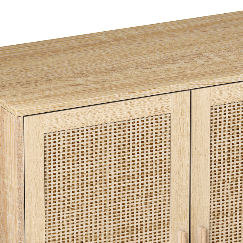 Walker Edison | Modern 4-Door Rattan Storage Sideboard TV Stand