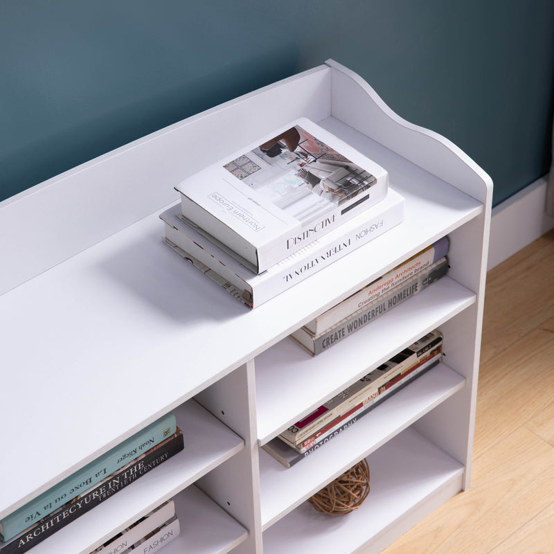 Walker Edison | Entryway White Shoe Storage Bench