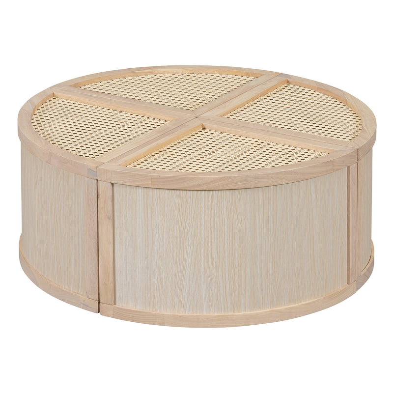 Walker Edison | Modular Round to Square Rattan Coffee Table