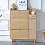 Walker Edison | Rattan Minimalist Entryway Storage Shoe Cabinet Thumbnail