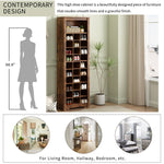 Walker Edison | Wood Tall Entryway Shoe Cubby Cabinet Thumbnail