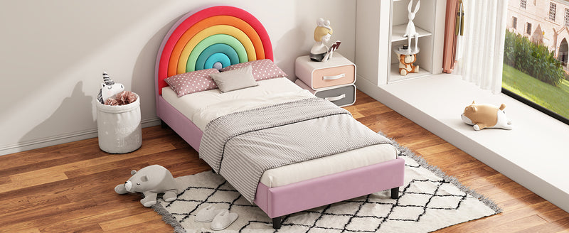 Walker Edison | Rainbow Design Upholstered Twin Platform Bed