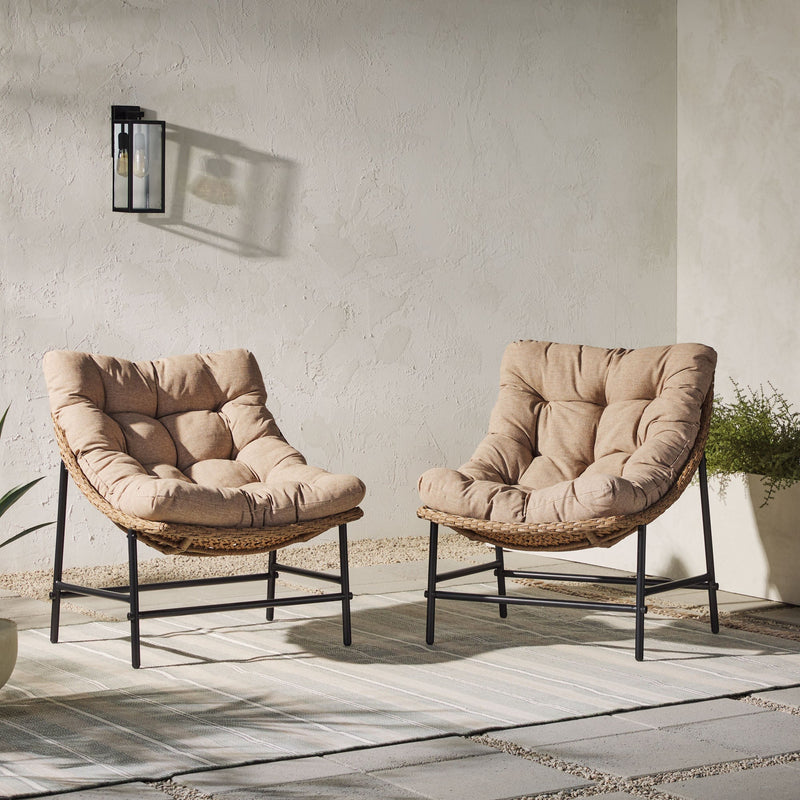 Papasan Outdoor Patio Scoop Chairs, Set of 2 Outdoor Walker Edison 