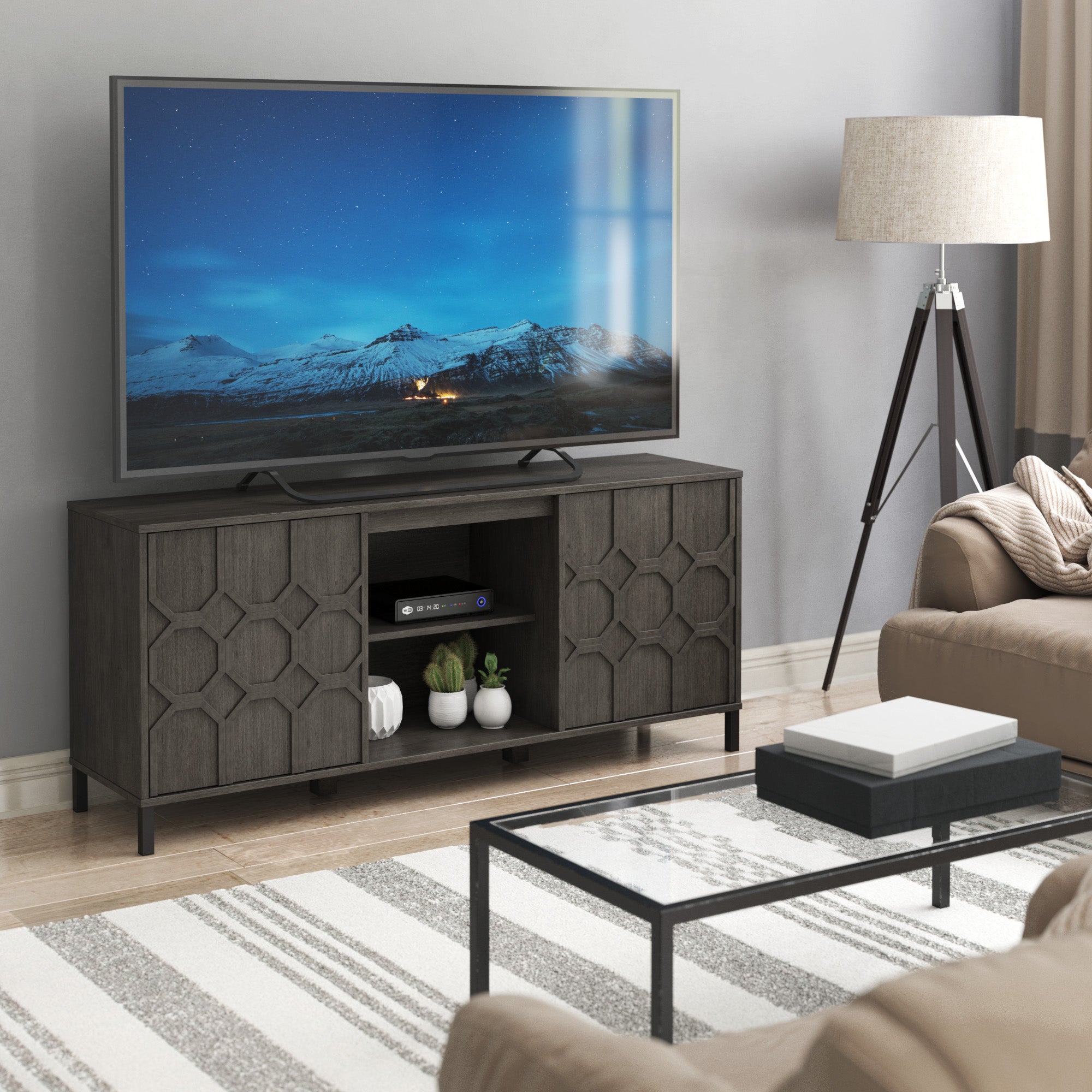 Wood Pattern Design 59' TV Stand Media Console – Walker Edison