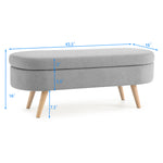 Walker Edison | Linen Oval Ottoman Storage Bench Thumbnail