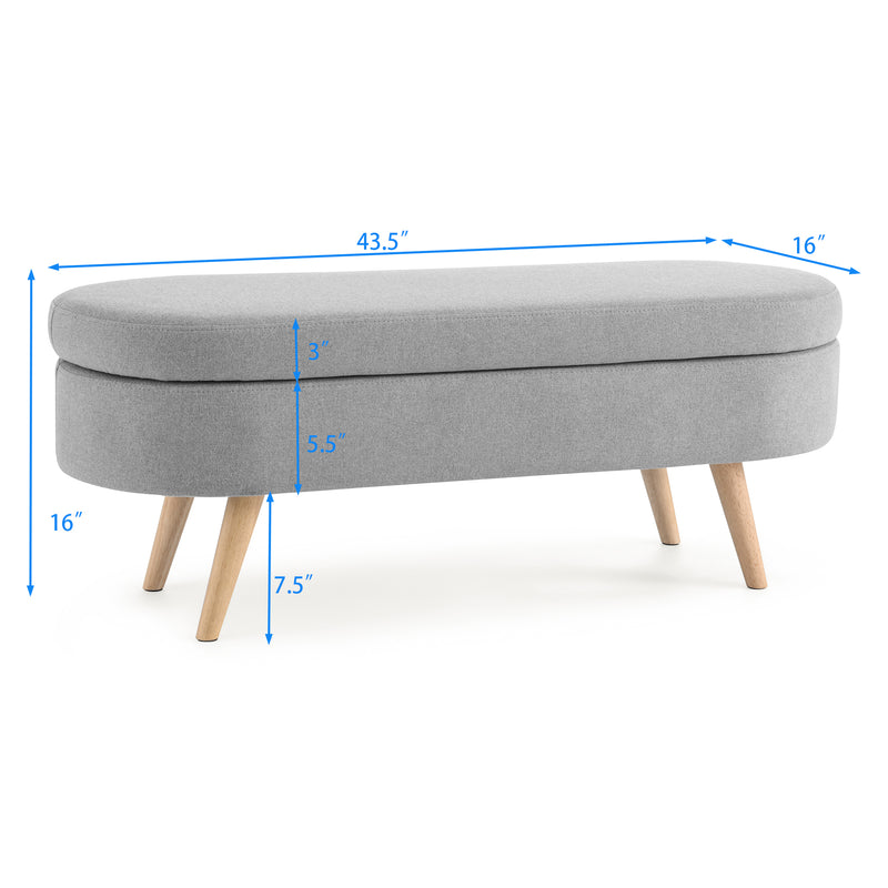 Walker Edison | Linen Oval Ottoman Storage Bench