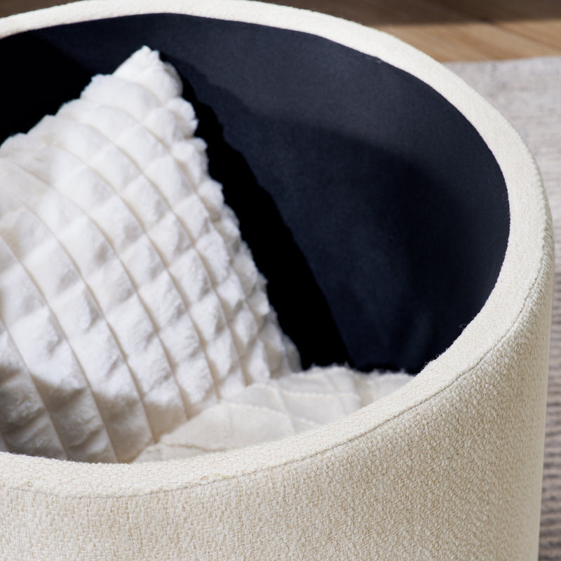 Walker Edison | Chenille 2-Piece Set Round Storage Ottomans