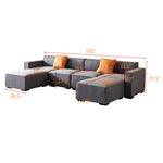 Walker Edison | U-Shape Sectional Linen Modular Couch Thumbnail