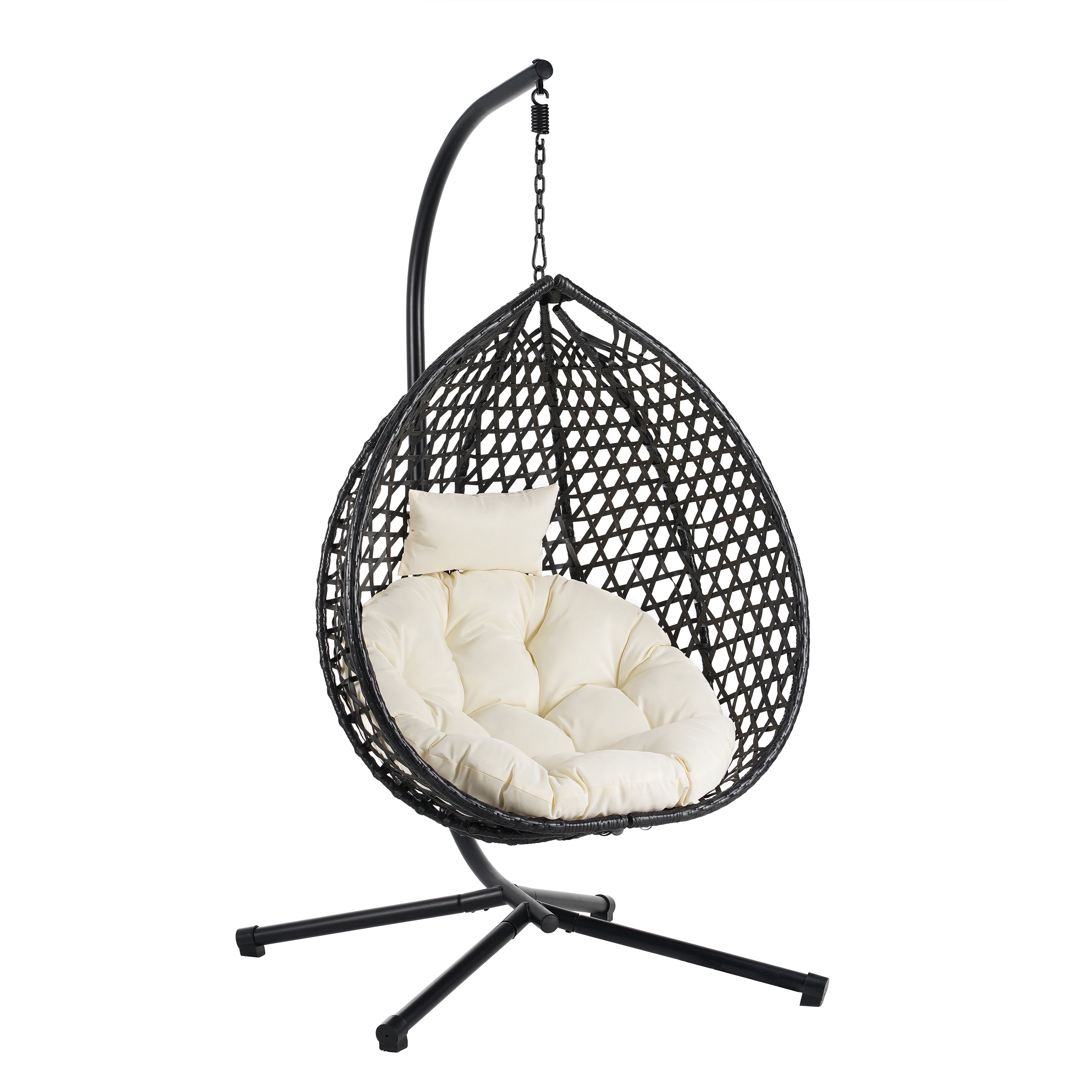 Walker Edison Rattan Hanging Egg Hammock Chair - Thumbnail 4