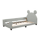 Walker Edison | Twin Size Faux Leather Daybed with Cartoon Ears Shaped Headboard Thumbnail