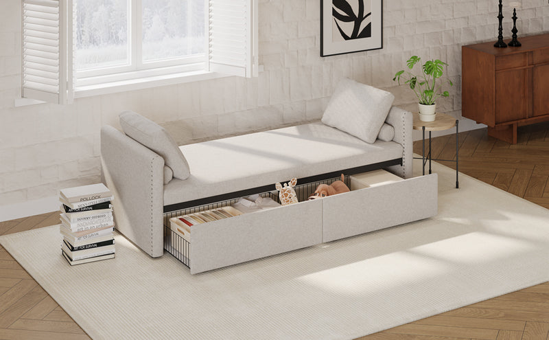 Walker Edison | Modern Chaise Lounger Storage Bench