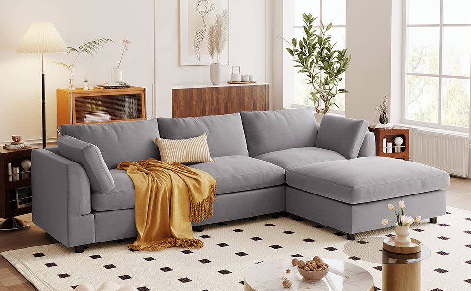 Walker Edison Grey Convertible Sectional Sofa - Thumbnail 5