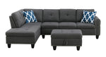 Walker Edison | Classic Modern 98" Left Hand Facing Sofa & Chaise with Ottoman Thumbnail