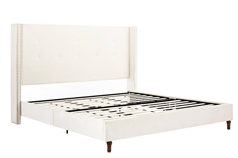 Walker Edison | Traditional Peyton Upholstered 54" High Headboard King Bed