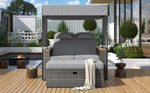 Walker Edison | Outdoor Patio 2-Piece Rattan Chairs and Bench Roof Set Thumbnail