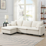 Walker Edison | Modern Cloud Sectional L Shape Couch w Ottoman Thumbnail