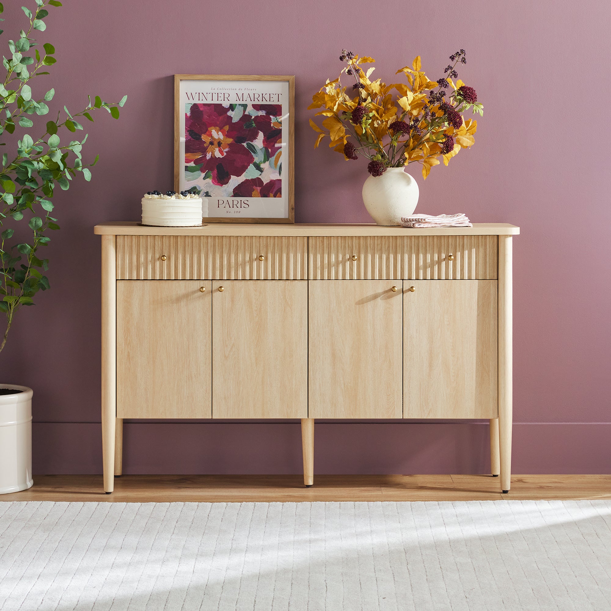 Samantha Modern Fluted 58-Inch Wood Sideboard | Walker Edison