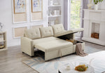 Walker Edison | Linen Pull Out Sectional Sofa with Storage Chaise Thumbnail