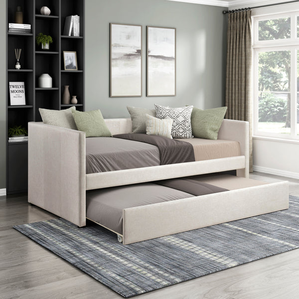 Contemporary Modern Upholstered Twin Trundle Daybed | Walker Edison