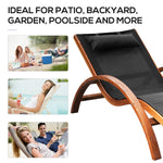 Walker Edison | Mesh Outdoor Chaise Wood Lounge Chair with Pillow Thumbnail