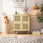 Walker Edison | Rattan Mesh Entryway Storage Accent Cabinet Thumbnail