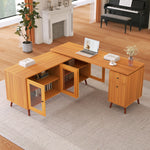 Walker Edison | Modern L-shaped 66" Desk with Storage Thumbnail