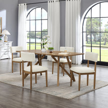 Modern Scandinavian 5-Piece Dining Set with Dining Table and 4 Boucle Chairs